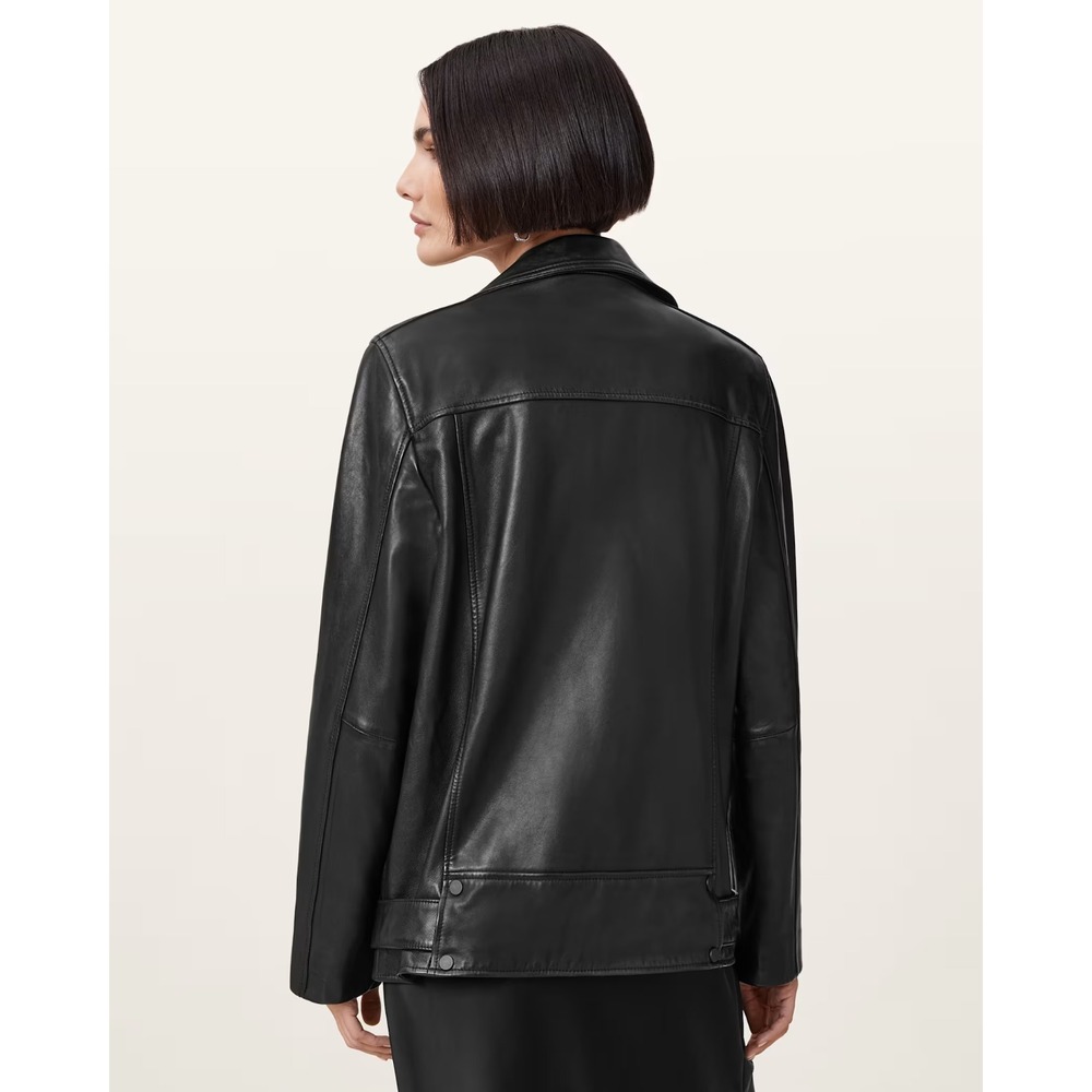 ALLSaints Women's Small Billie Relaxed Fit Mid Leather Biker Jacket $700 EUC - Picture 13 of 16
